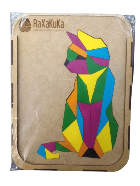 Quebra-cabeça RaXaKuKa Geométrico de Madeira- Gato