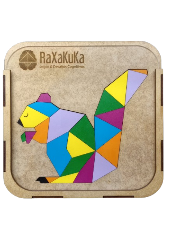 Quebra-cabeça RaXaKuKa Geométrico de Madeira- Esquilo